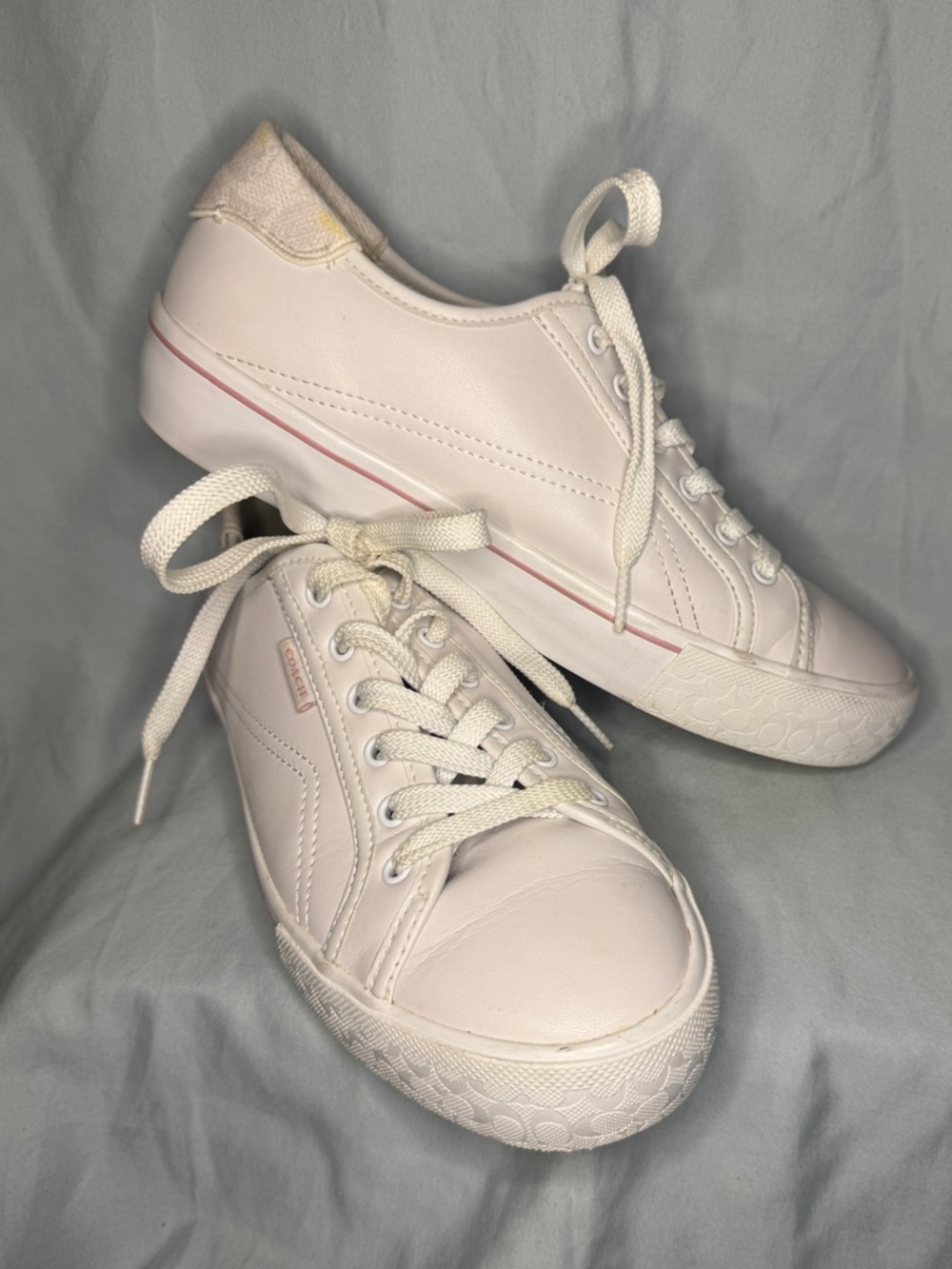 Coach Low Top Sneakers White Leather Size 8B